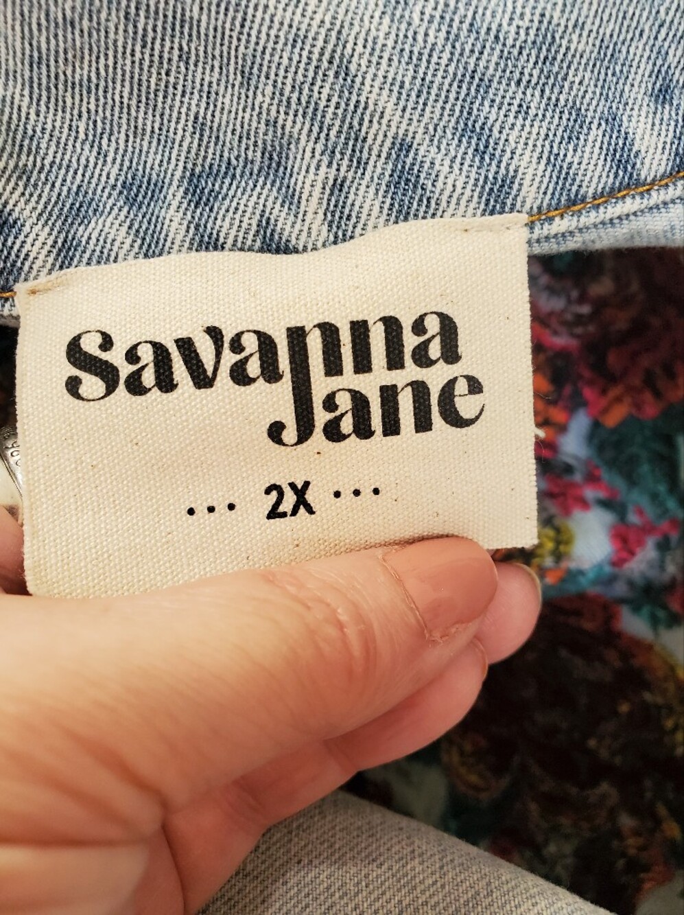 Savanna Jane RARE Deadstock Embroidered Back Denim Jacket Size 2X - Picture 8 of 9